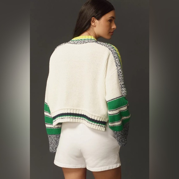 NWT Size L - Daily Practice Cotton Le Tour Crop Crew-Neck Sweater - Picture 5 of 16